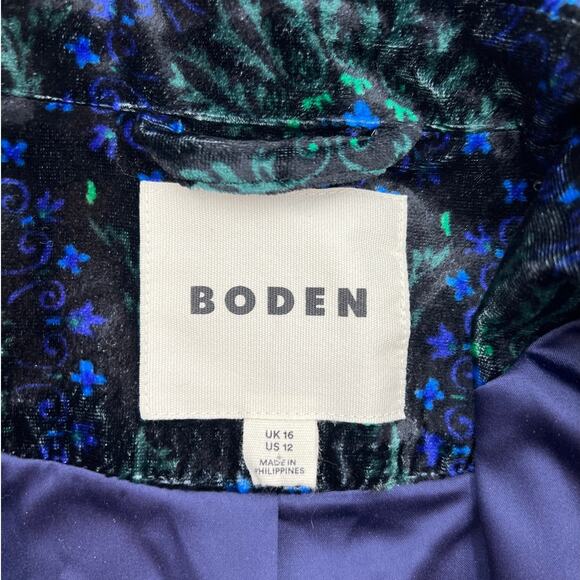 Boden Tie Waist Velvet Blazer Jacket Blue - Picture 3 of 10